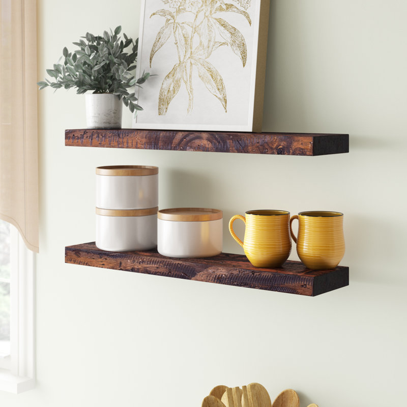 Gracie Oaks Janda Rugged Distressed Pine Floating Shelf & Reviews Wayfair
